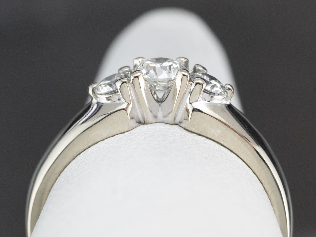 Three Diamond White Gold Engagement Ring
