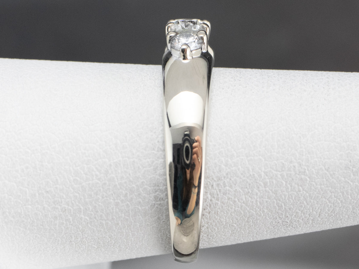 Three Diamond White Gold Engagement Ring