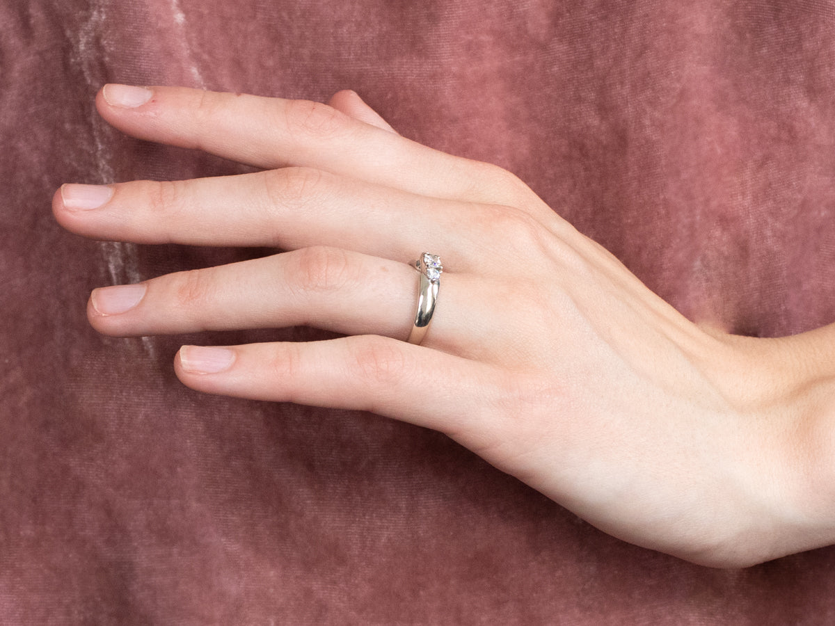 Three Diamond White Gold Engagement Ring