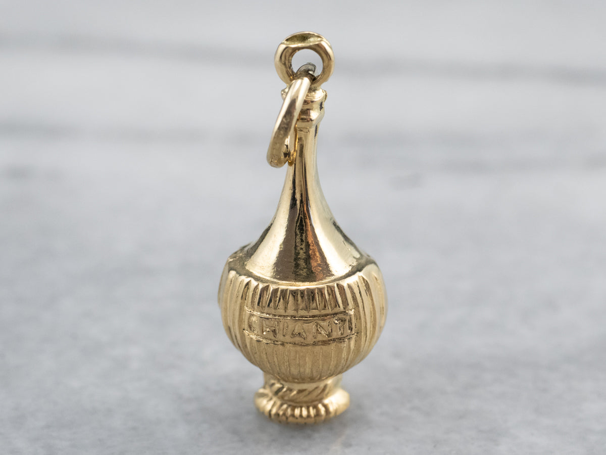 18K Gold Chianti Wine Bottle Charm