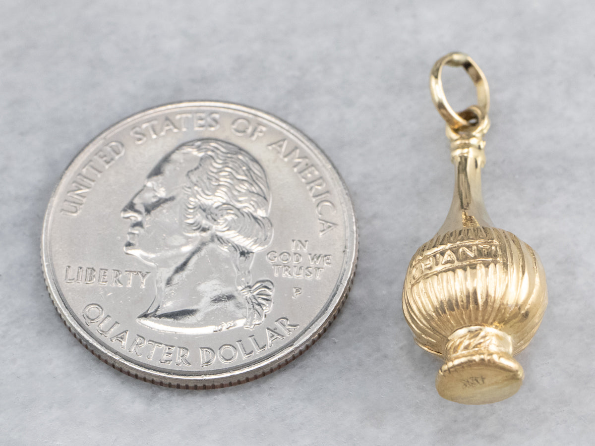 18K Gold Chianti Wine Bottle Charm