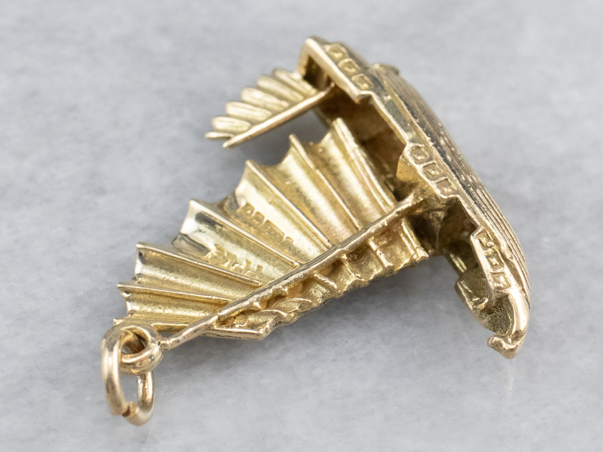 Chinese Junk Ship Gold Charm