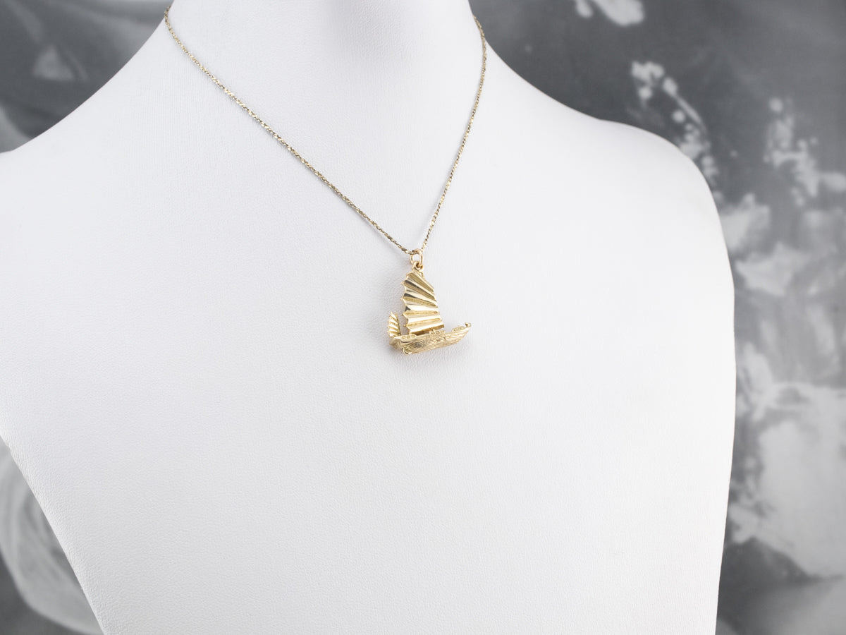 Chinese Junk Ship Gold Charm