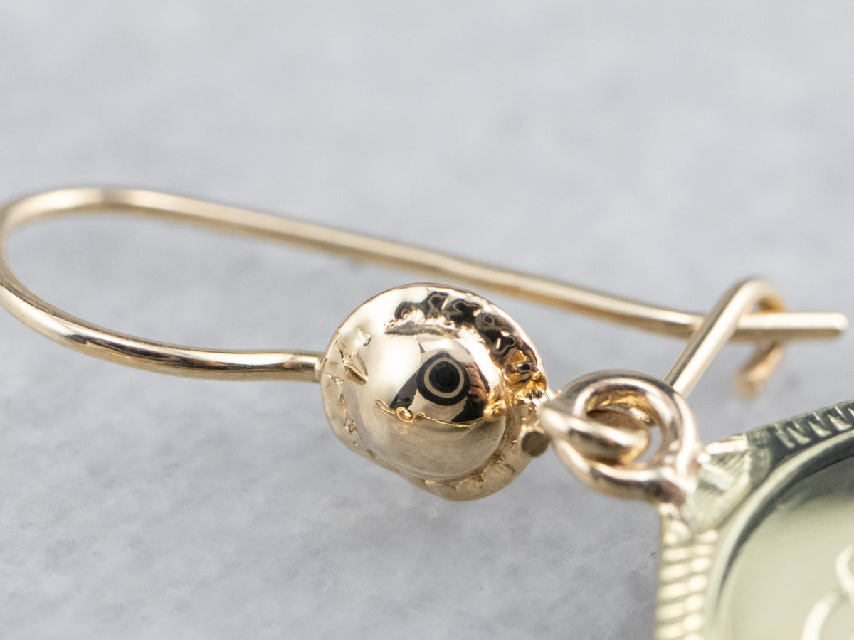 Monogram "BK" Gold Drop Earrings