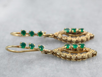 Green Onyx Gold Marquise Drop Earrings