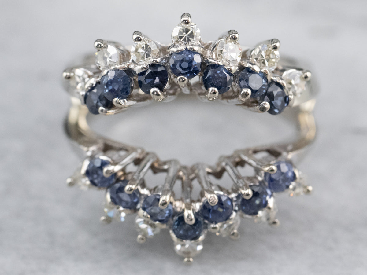 Sapphire Diamond White Gold Double Enhancer Band