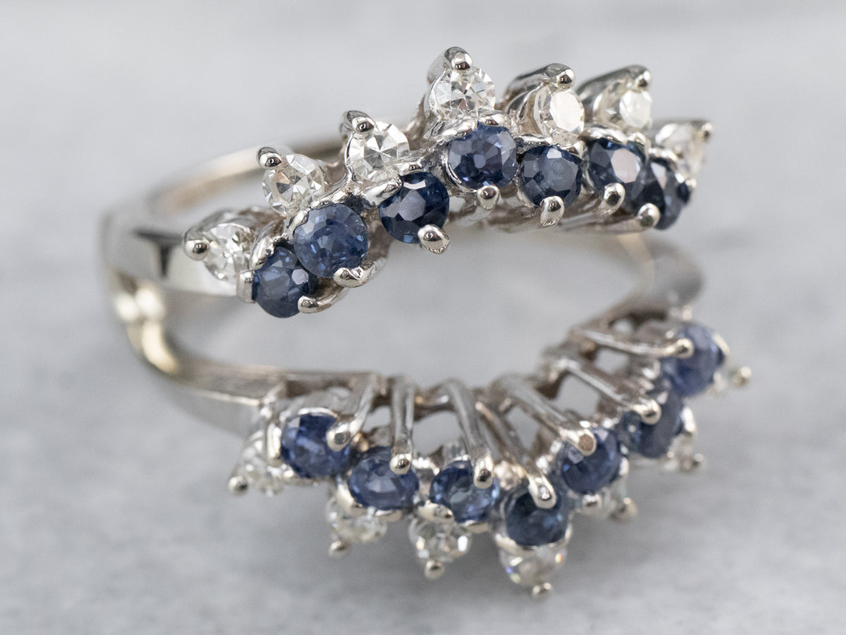 Sapphire Diamond White Gold Double Enhancer Band