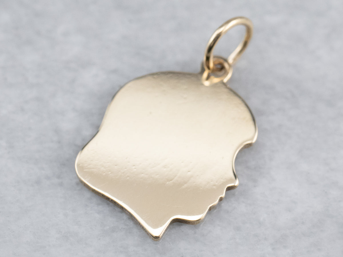 Girl Profile Gold Charm Pendant
