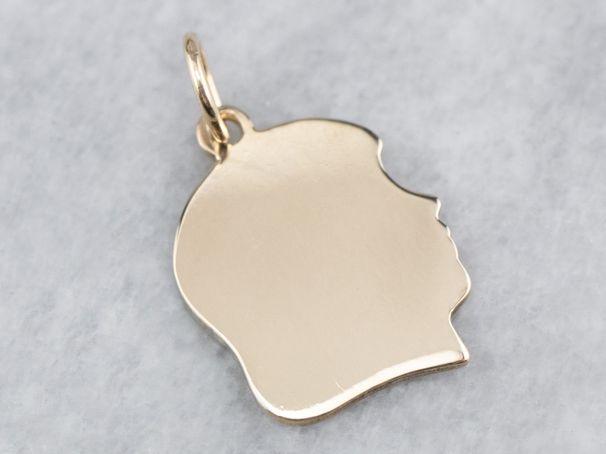 Girl Profile Gold Charm Pendant
