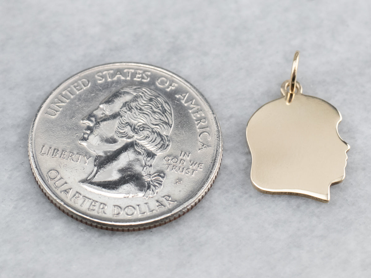 Girl Profile Gold Charm Pendant