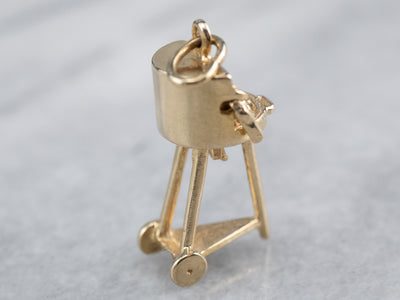 14K Gold Moving Rotisserie Grill Charm
