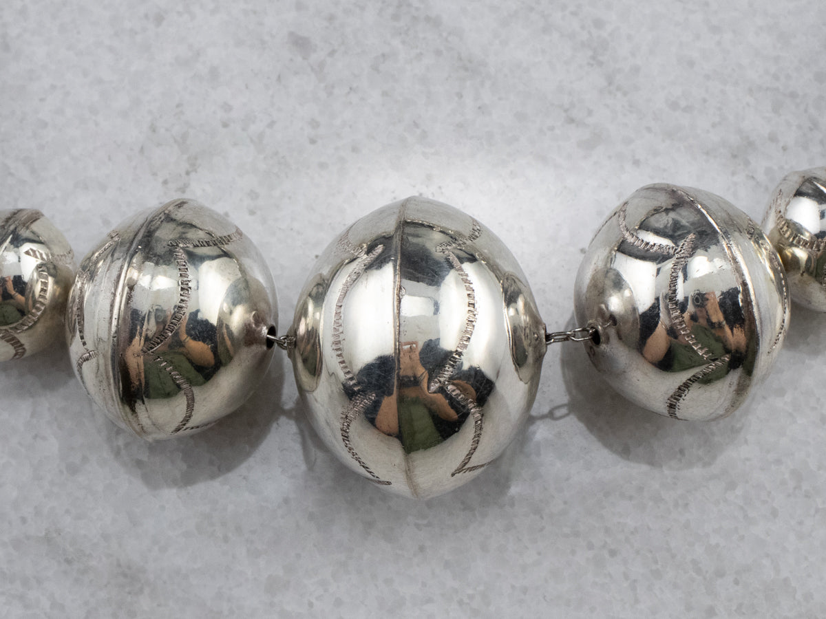 Southwestern Chunky Bead Sterling Silver Necklace