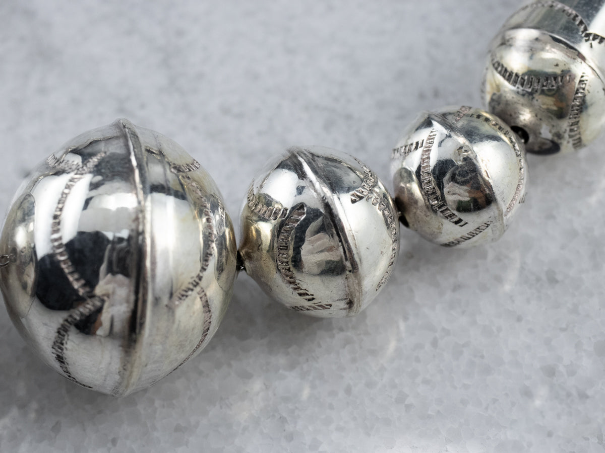 Southwestern Chunky Bead Sterling Silver Necklace