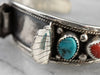 Navajo Turquoise Coral Sterling Silver Watch Band Cuff