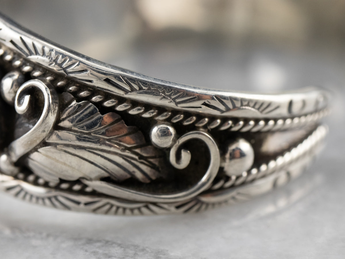 Navajo Turquoise Coral Sterling Silver Watch Band Cuff