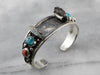 Navajo Turquoise Coral Sterling Silver Watch Band Cuff