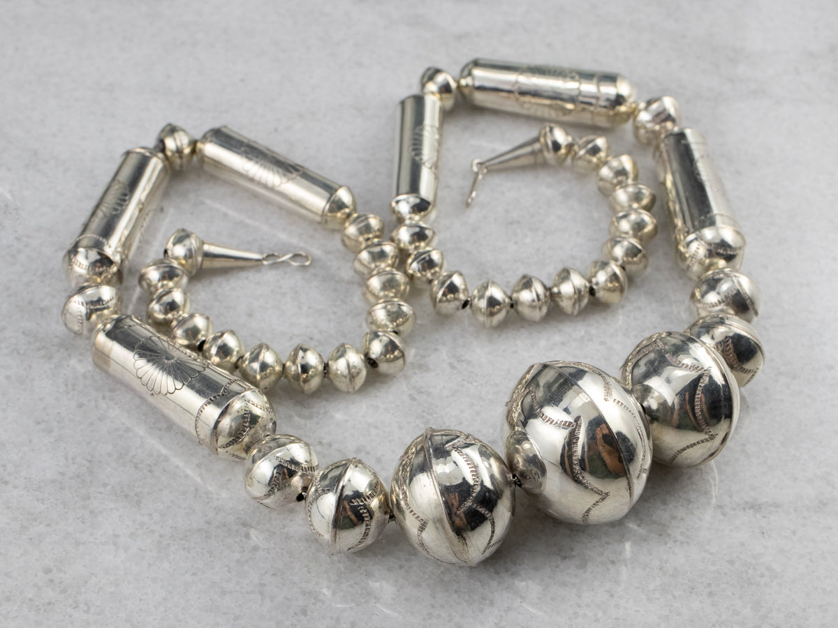 Southwestern Chunky Bead Sterling Silver Necklace