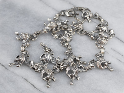 Ornate Sterling Silver Link Necklace