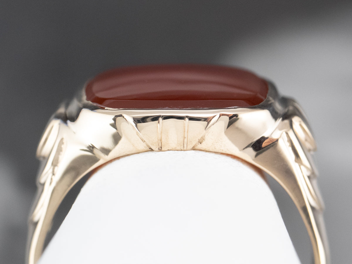 Gold Retro Era Men's Carnelian Ring