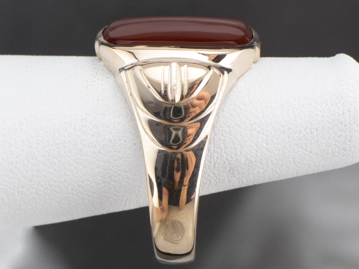 Gold Retro Era Men's Carnelian Ring