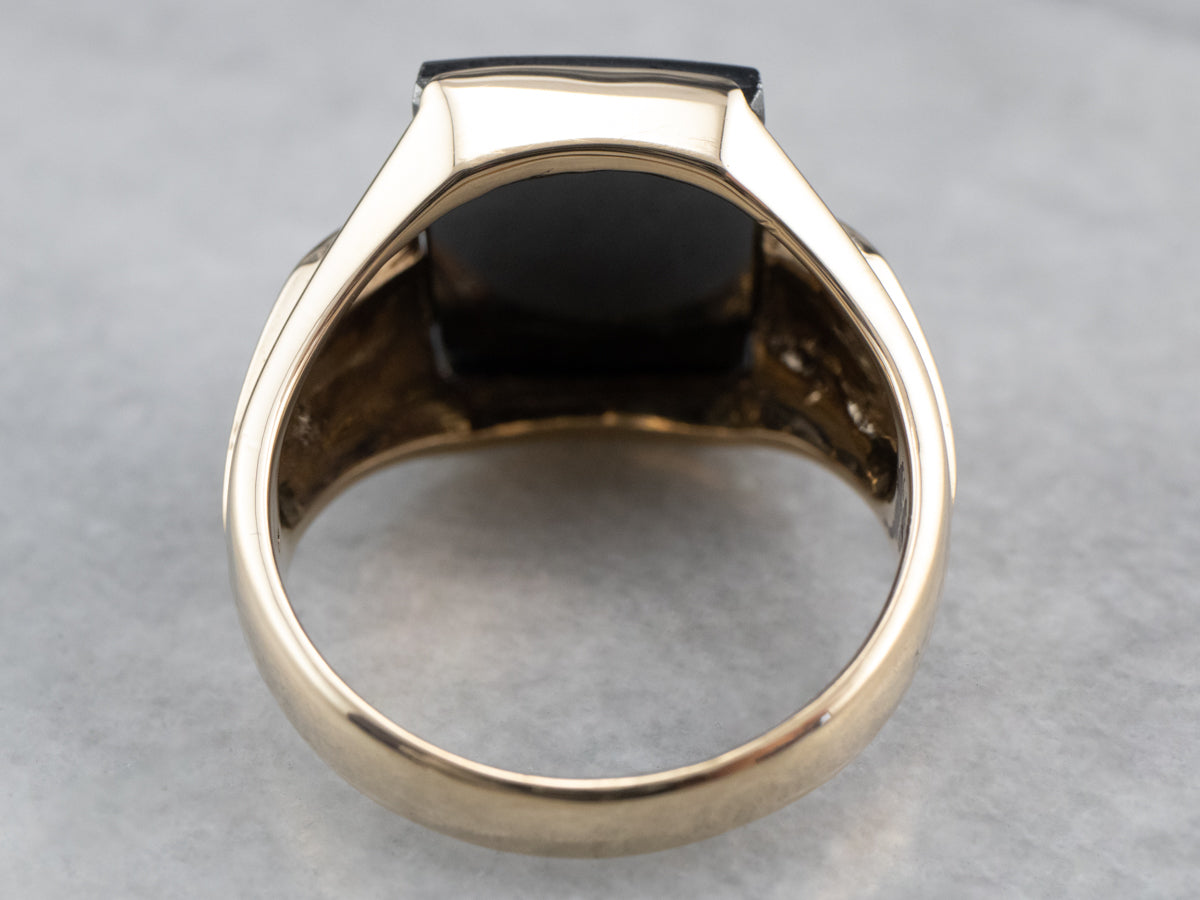 Vintage Gold Men's Hematite Intaglio Ring