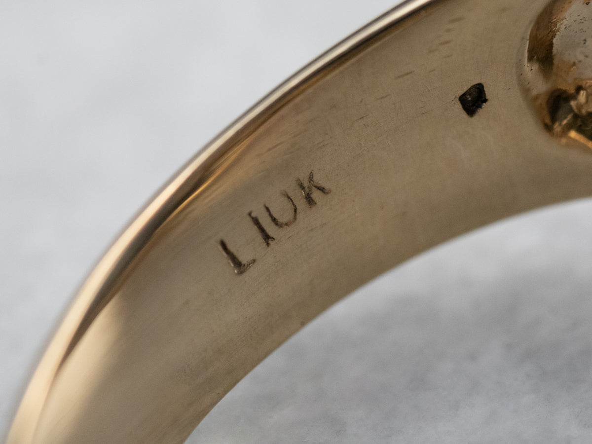 Vintage Gold Men's Hematite Intaglio Ring