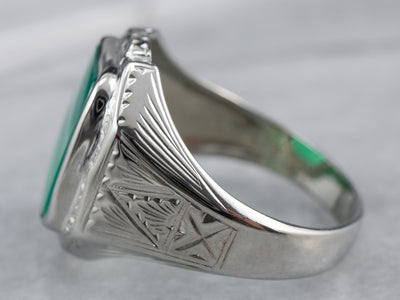 Art Deco Green Onyx Men's Ring