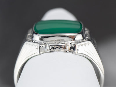 Art Deco Green Onyx Men's Ring