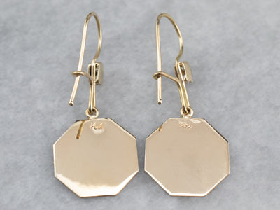 Etched Gold Diamond Drop Earrings