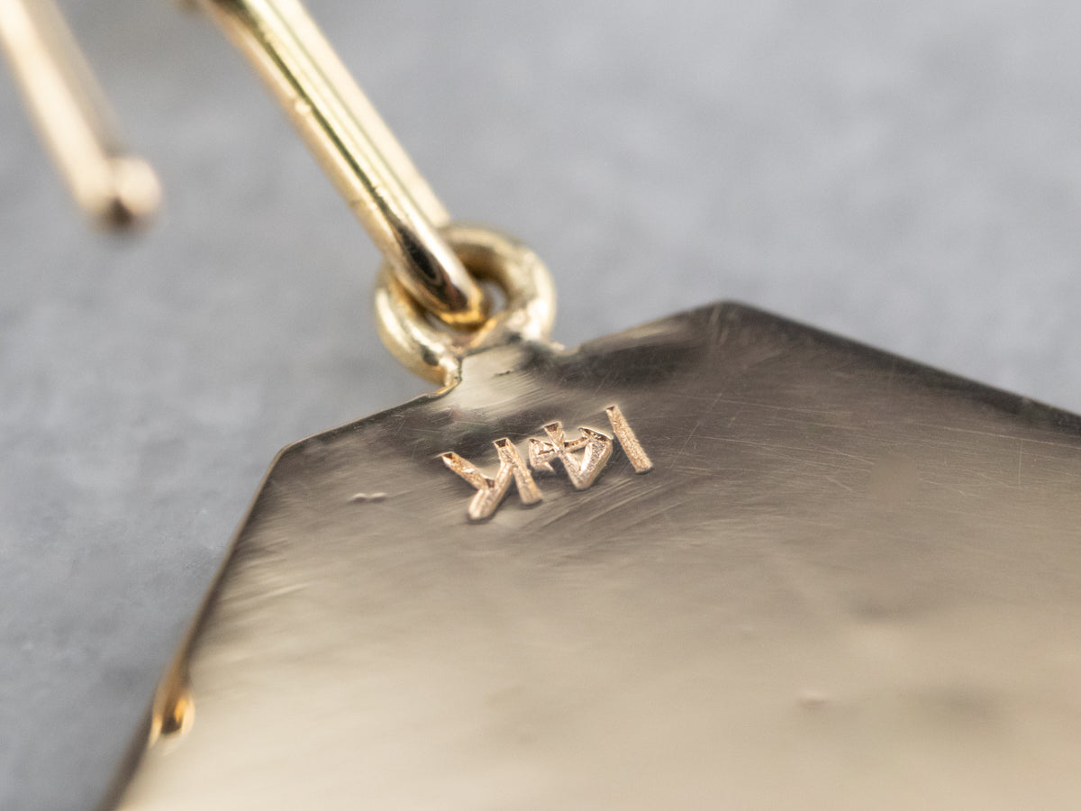 Etched Gold Diamond Drop Earrings