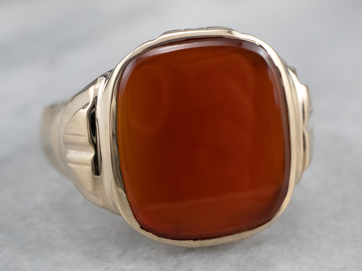 Gold Retro Era Men's Carnelian Ring