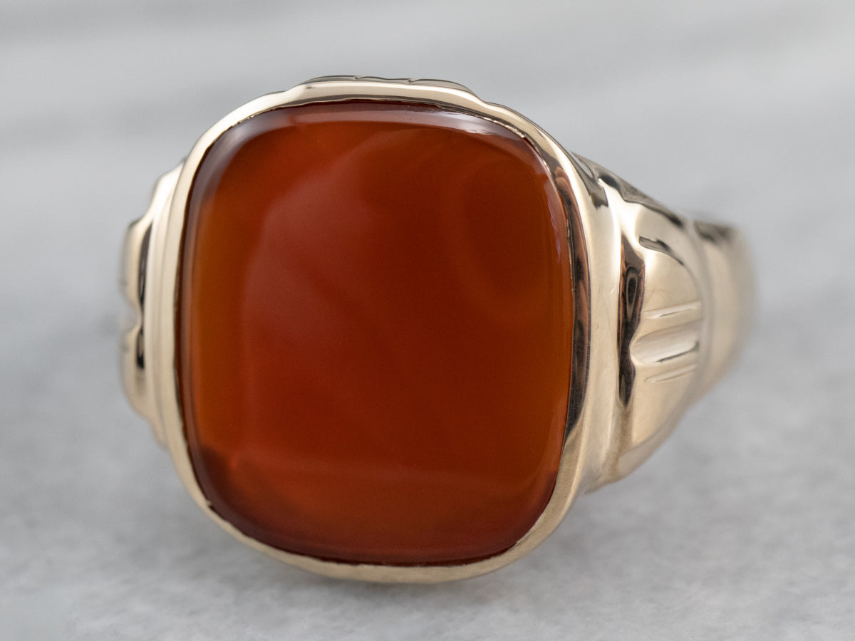 Gold Retro Era Men's Carnelian Ring