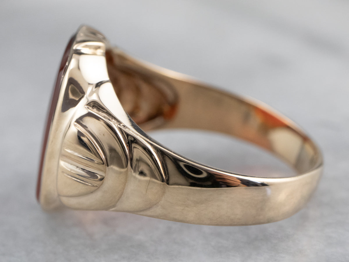 Gold Retro Era Men's Carnelian Ring