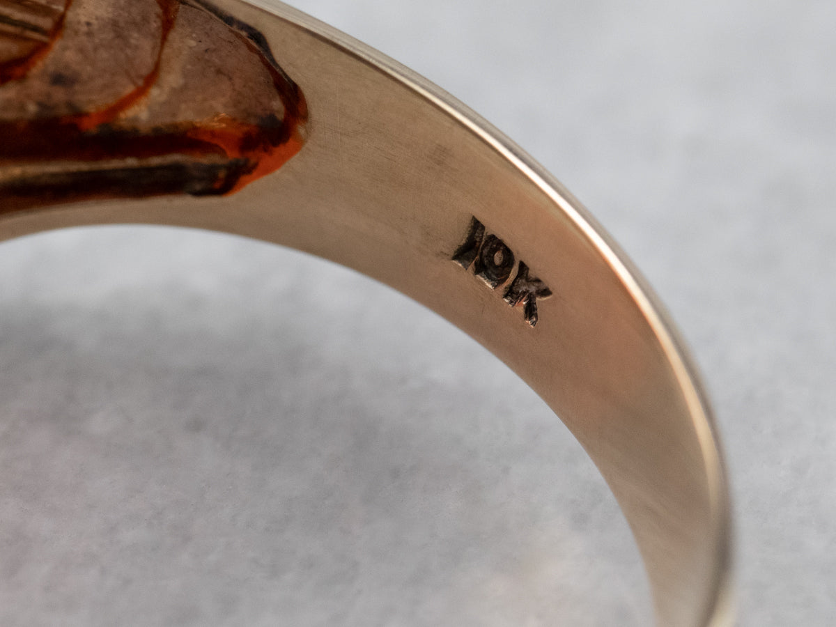 Gold Retro Era Men's Carnelian Ring