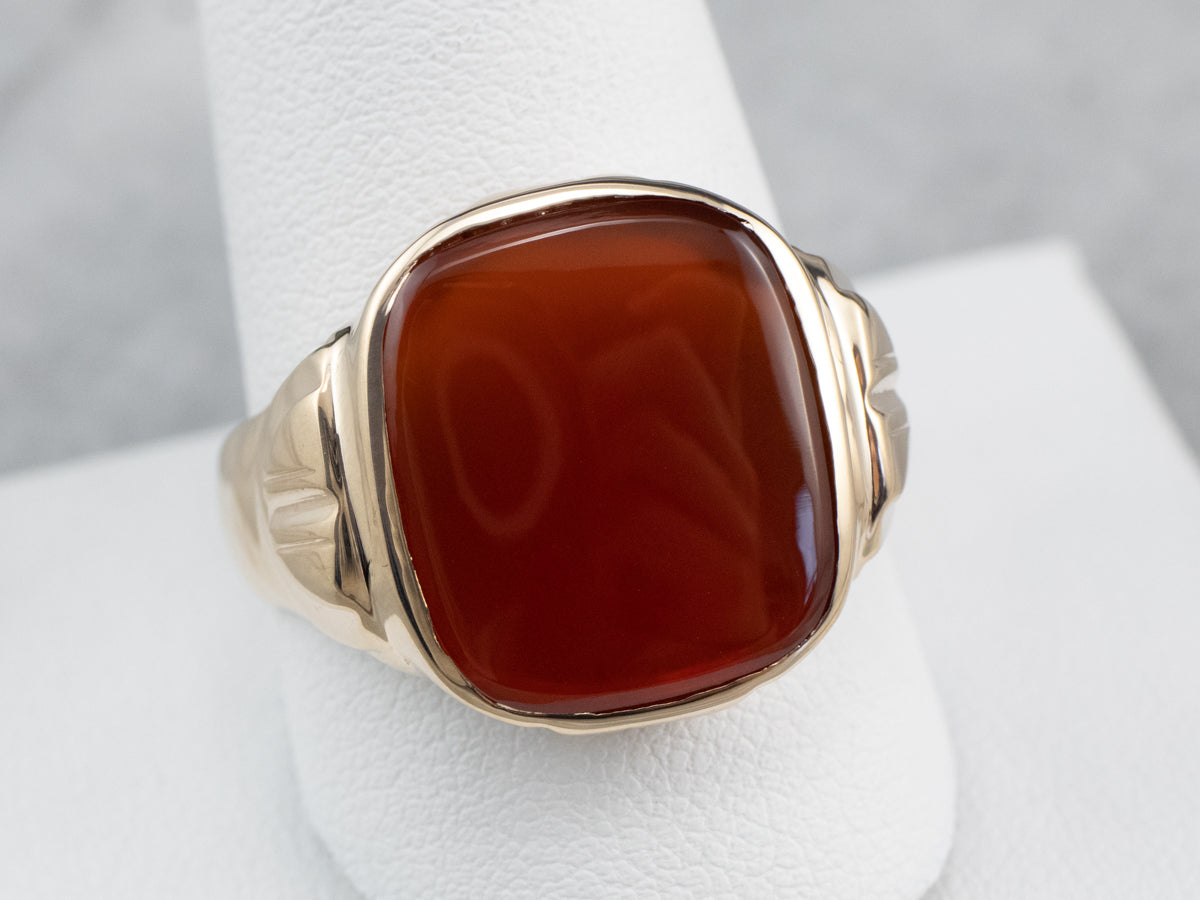 Gold Retro Era Men's Carnelian Ring