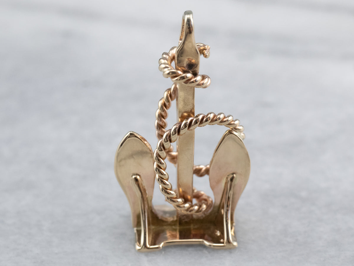 Gold Nautical Anchor Pendant Fob