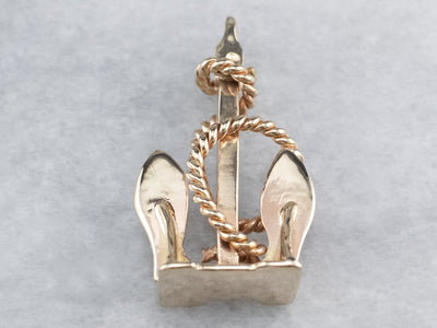 Gold Nautical Anchor Pendant Fob