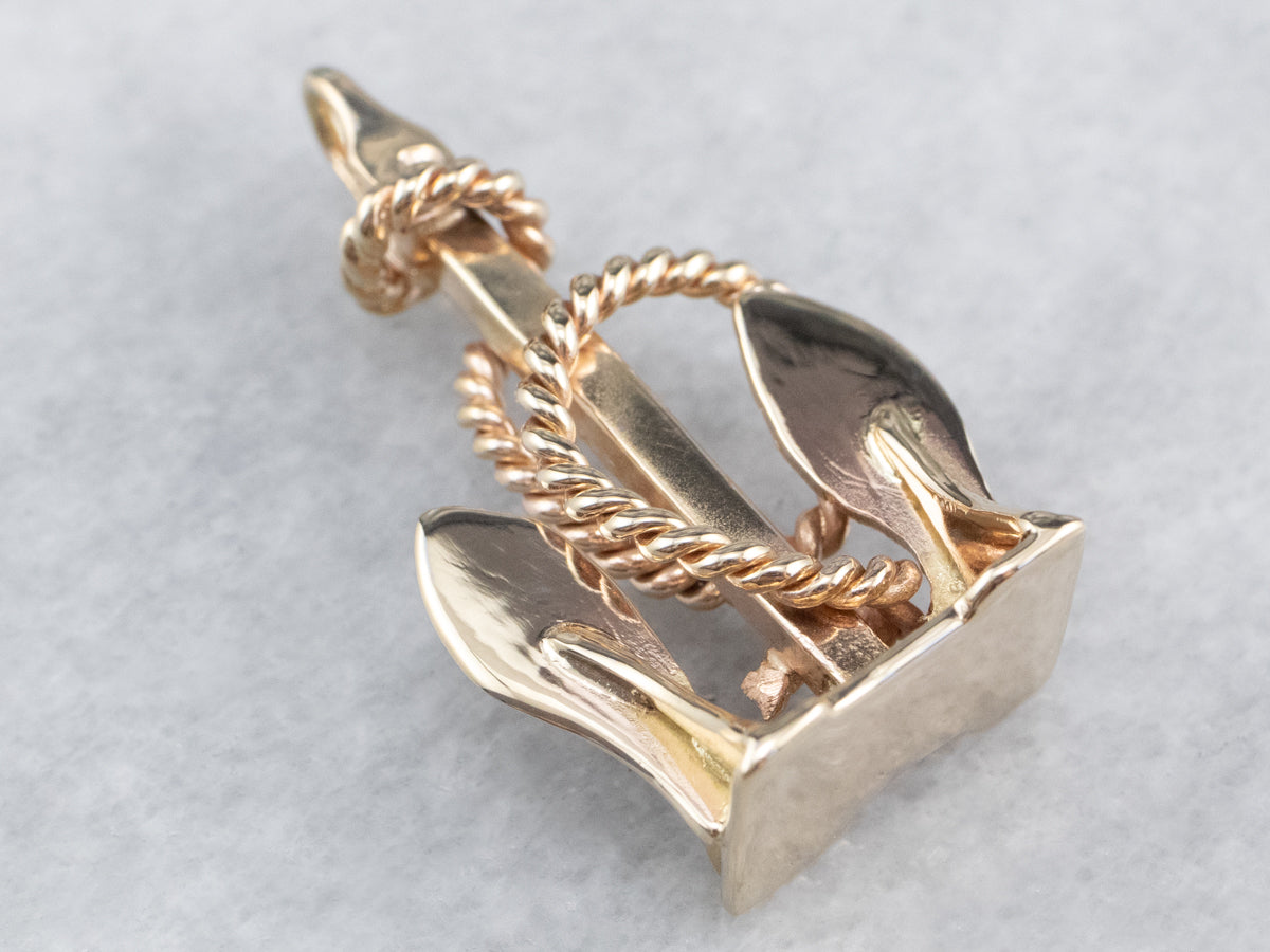Gold Nautical Anchor Pendant Fob