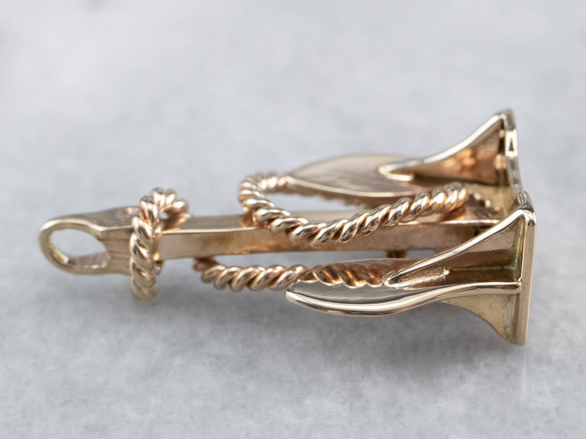 Gold Nautical Anchor Pendant Fob