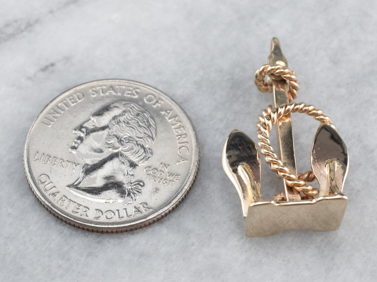 Gold Nautical Anchor Pendant Fob