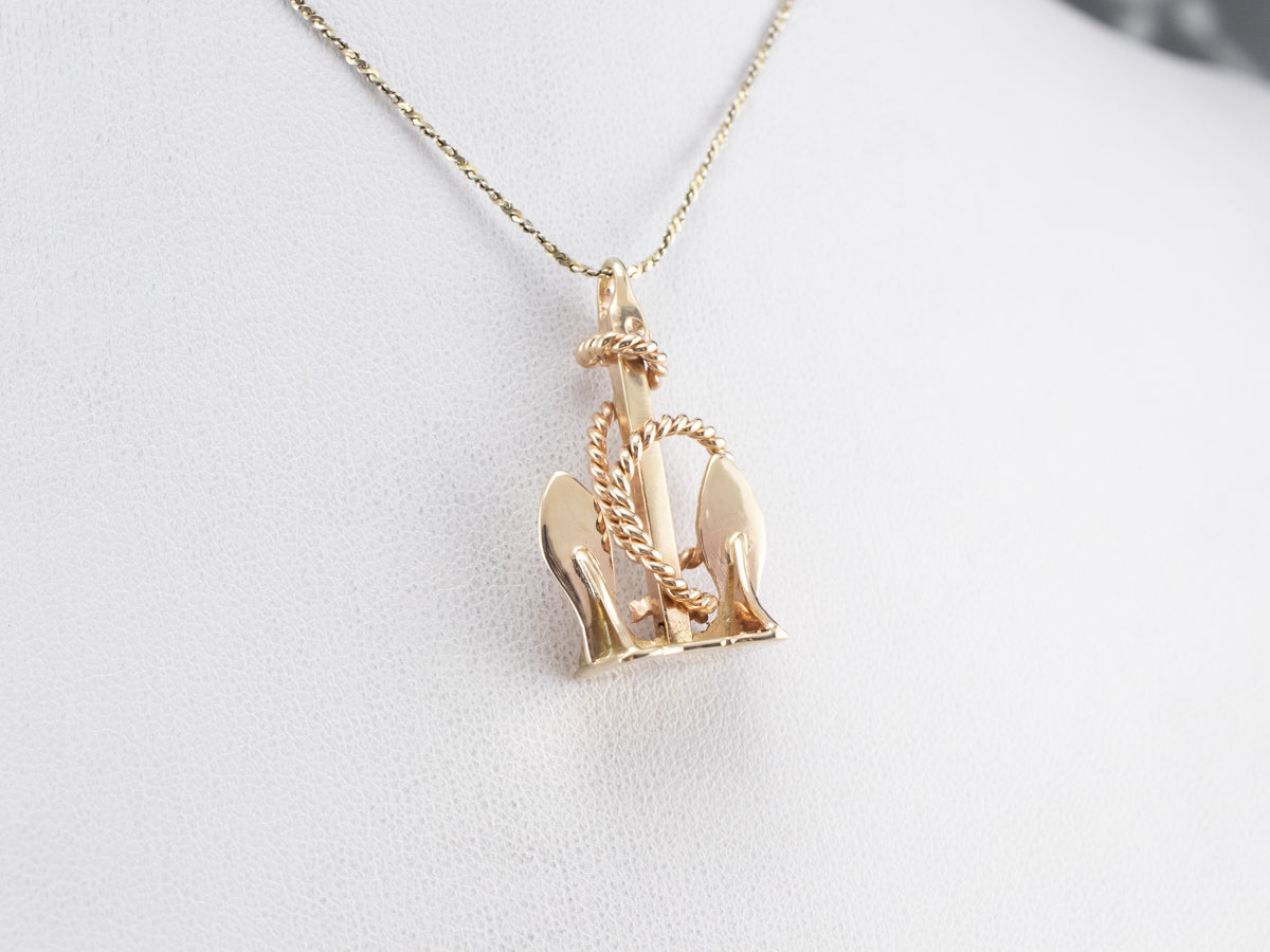 Gold Nautical Anchor Pendant Fob