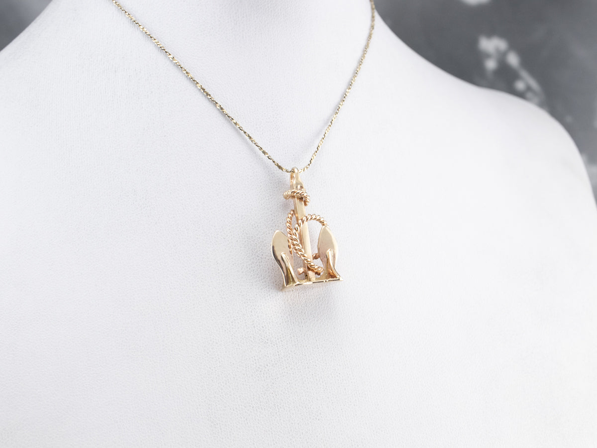 Gold Nautical Anchor Pendant Fob