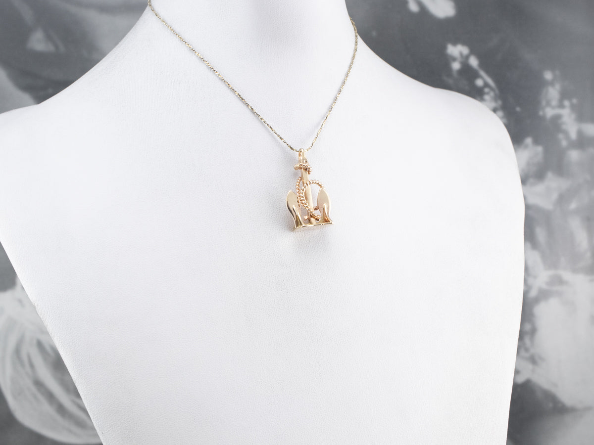 Gold Nautical Anchor Pendant Fob