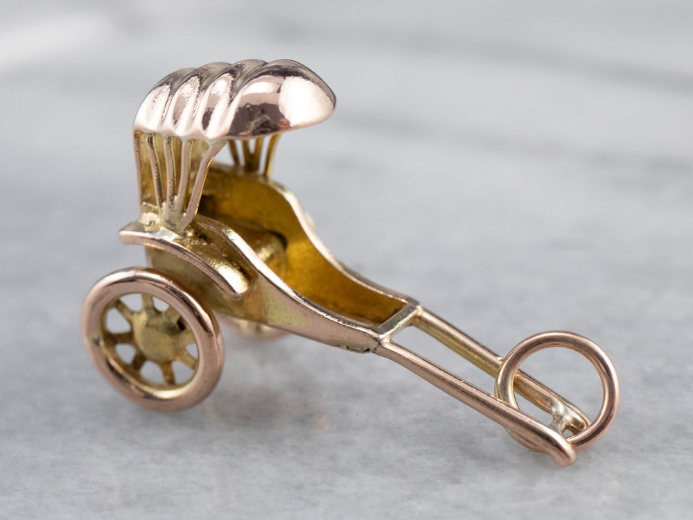Vintage Gold Rickshaw Charm Pendant - Market Square Jewelers