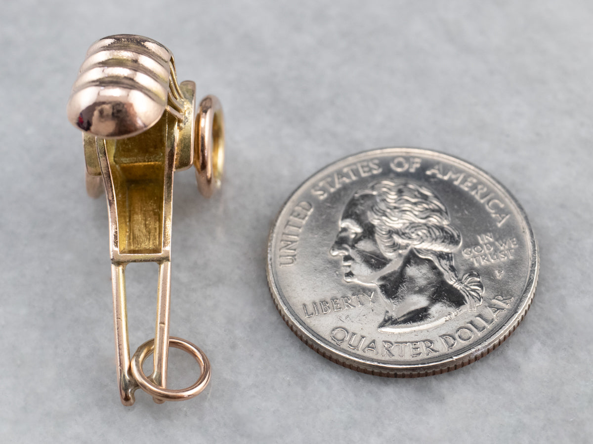 Vintage Gold Rickshaw Charm Pendant