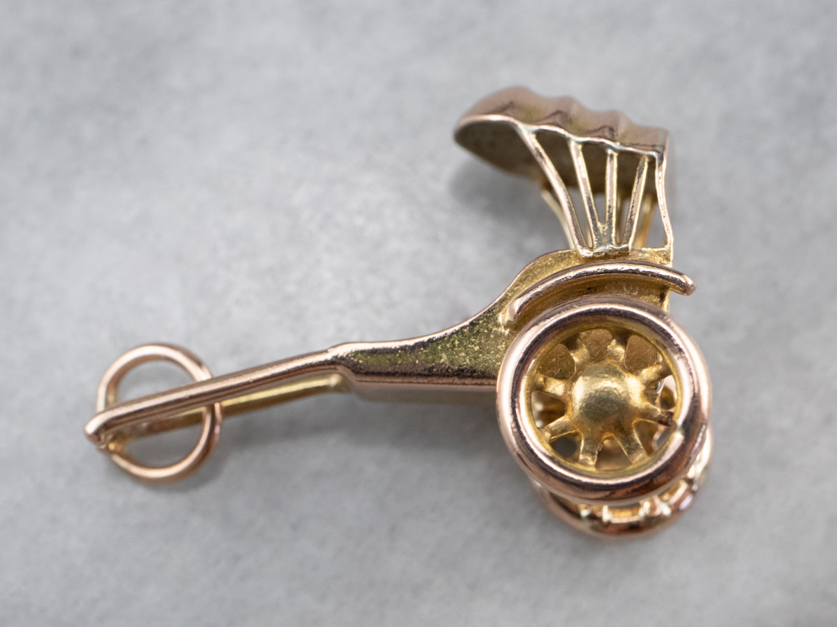 Vintage Gold Rickshaw Charm Pendant