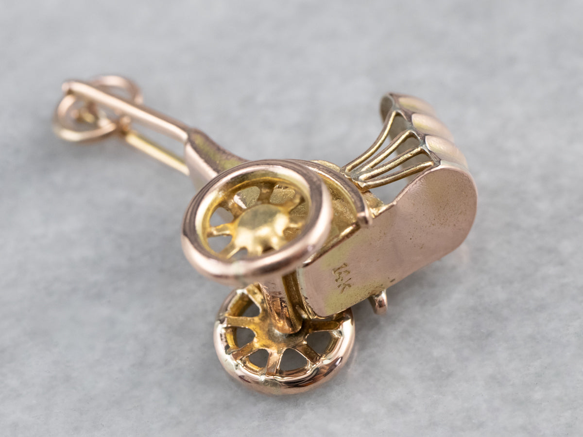 Vintage Gold Rickshaw Charm Pendant