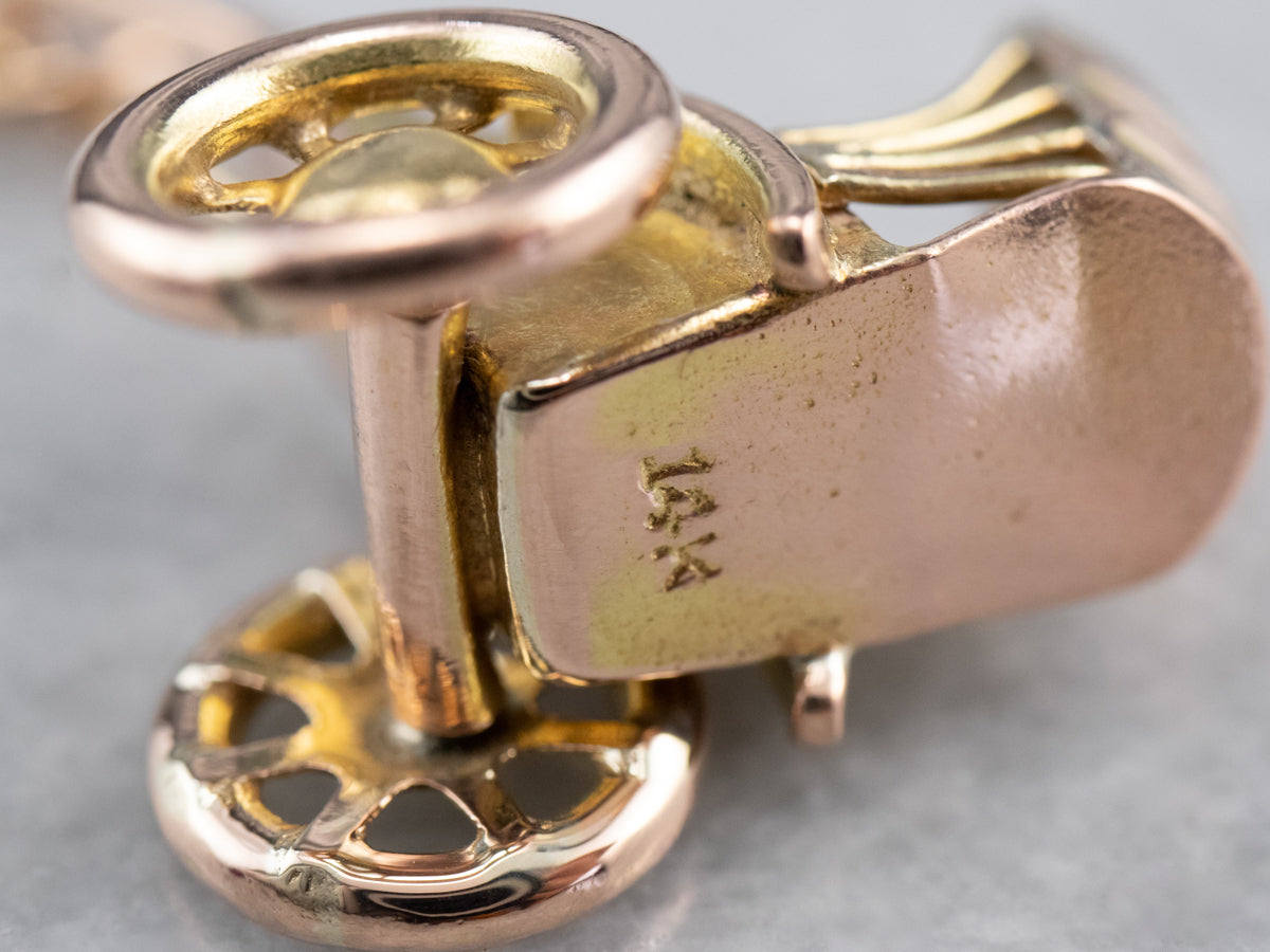 Vintage Gold Rickshaw Charm Pendant
