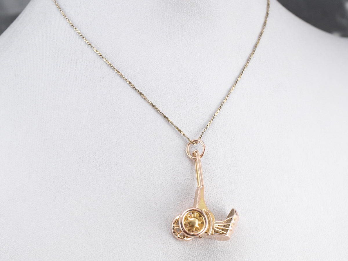 Vintage Gold Rickshaw Charm Pendant