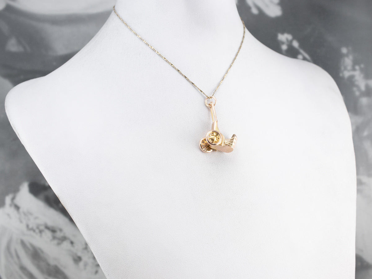 Vintage Gold Rickshaw Charm Pendant